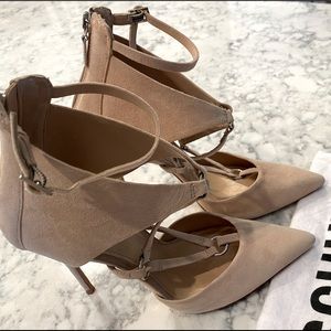 Nude Suede Schutz 8B strappy heels EUC